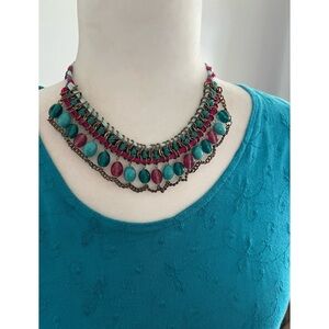 Boho Statement Necklace – Colourful Braids & Beads / Treasure Hunt Gift